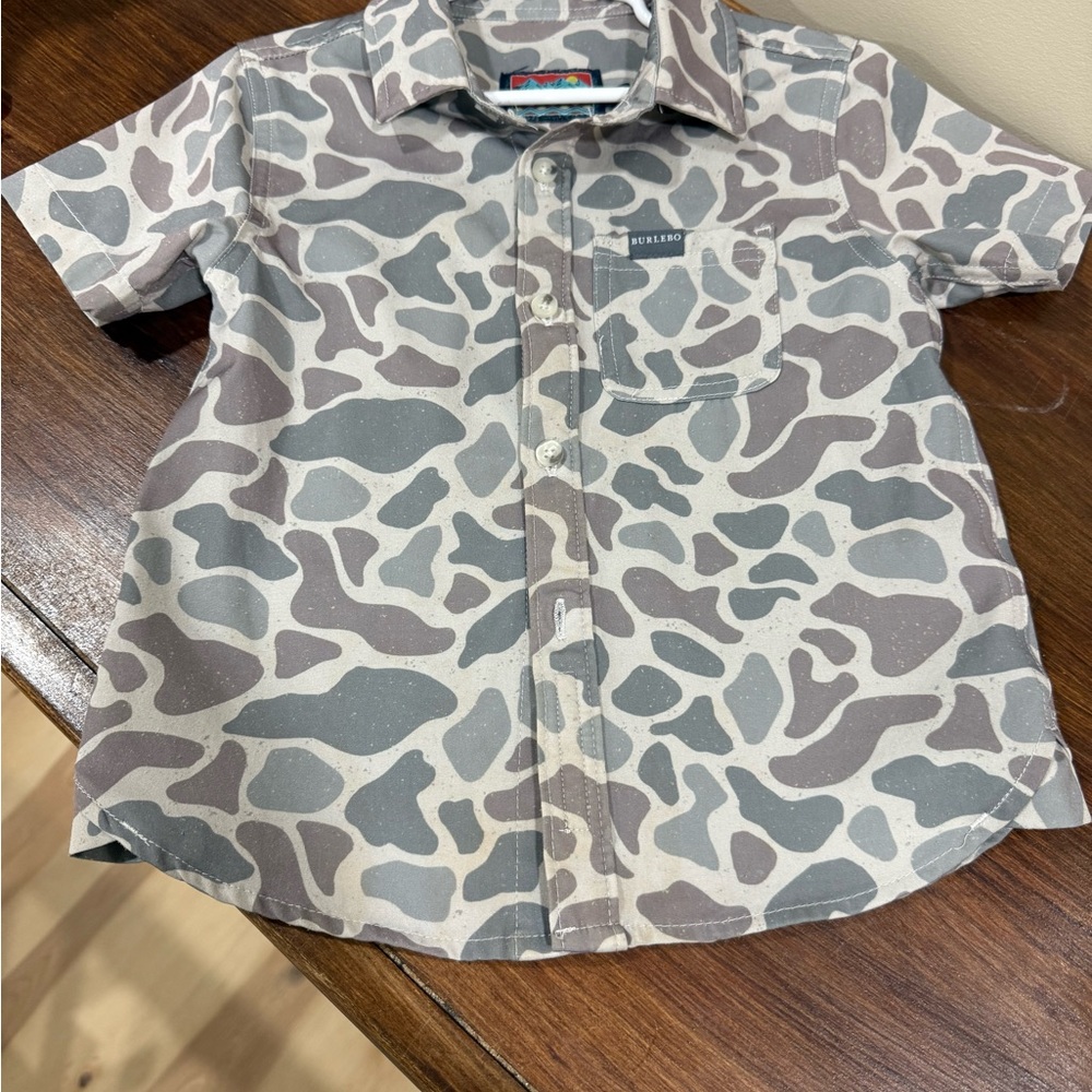 BURLEBO Kids Button Down Shirt - camo